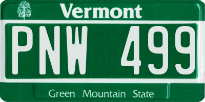 VT license plate PNW499