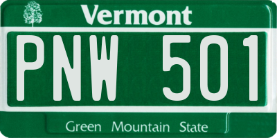 VT license plate PNW501
