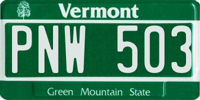 VT license plate PNW503