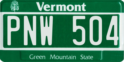 VT license plate PNW504