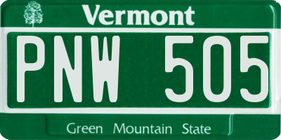 VT license plate PNW505