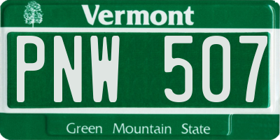 VT license plate PNW507