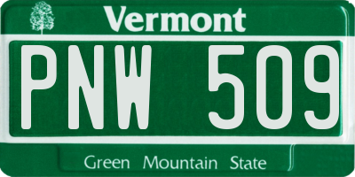 VT license plate PNW509