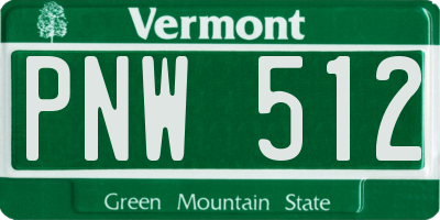 VT license plate PNW512
