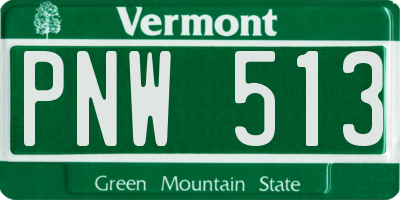 VT license plate PNW513