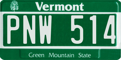 VT license plate PNW514