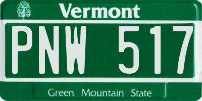 VT license plate PNW517