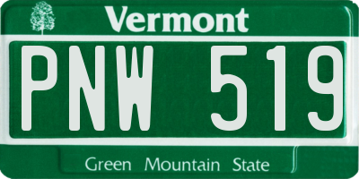 VT license plate PNW519