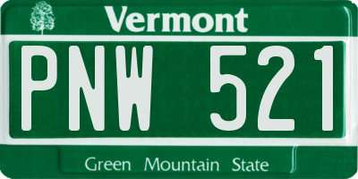 VT license plate PNW521