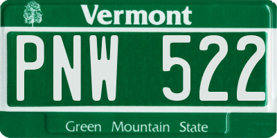 VT license plate PNW522