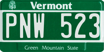 VT license plate PNW523