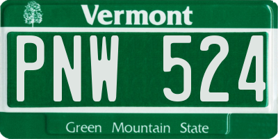 VT license plate PNW524