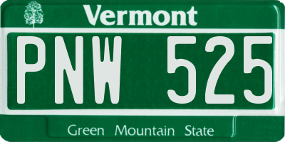 VT license plate PNW525