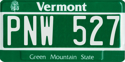 VT license plate PNW527