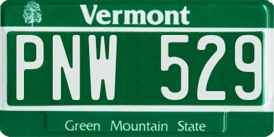VT license plate PNW529