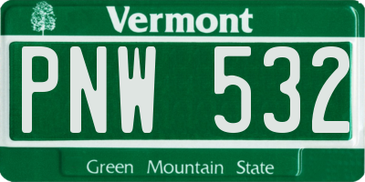 VT license plate PNW532