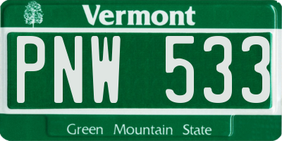 VT license plate PNW533