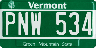 VT license plate PNW534
