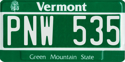 VT license plate PNW535