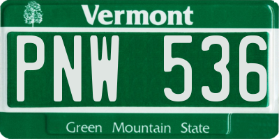 VT license plate PNW536