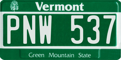 VT license plate PNW537