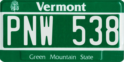 VT license plate PNW538