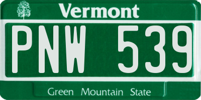 VT license plate PNW539
