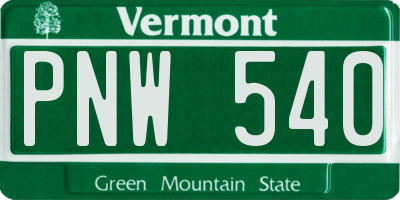 VT license plate PNW540
