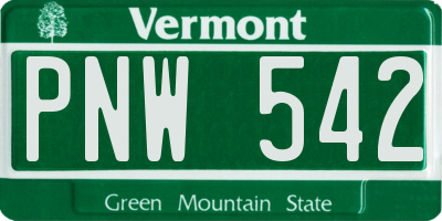 VT license plate PNW542