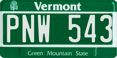 VT license plate PNW543