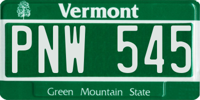 VT license plate PNW545