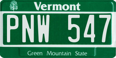VT license plate PNW547