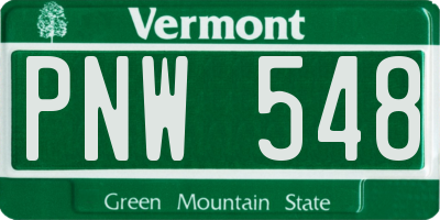 VT license plate PNW548
