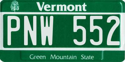 VT license plate PNW552