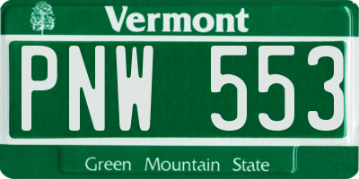 VT license plate PNW553