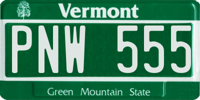 VT license plate PNW555