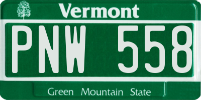 VT license plate PNW558