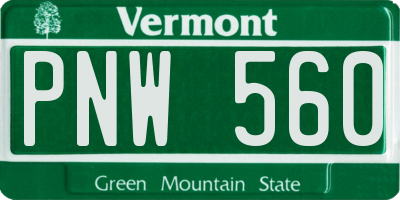 VT license plate PNW560