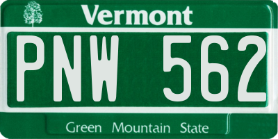 VT license plate PNW562