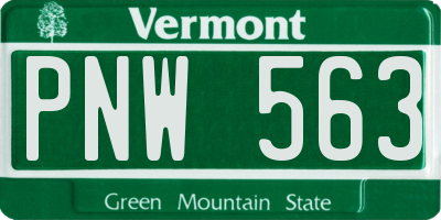 VT license plate PNW563