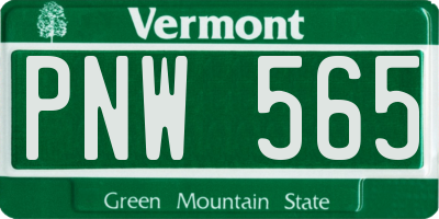 VT license plate PNW565