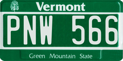 VT license plate PNW566