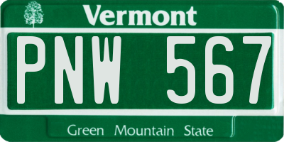 VT license plate PNW567