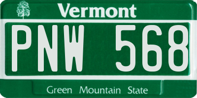 VT license plate PNW568