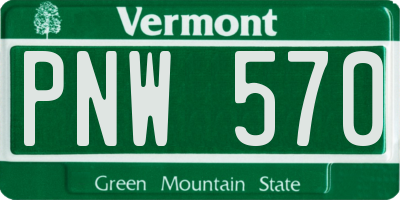 VT license plate PNW570
