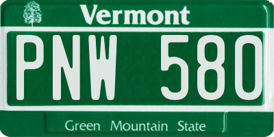 VT license plate PNW580