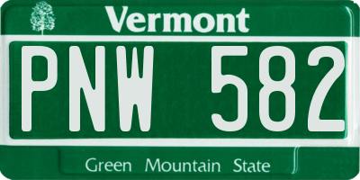 VT license plate PNW582