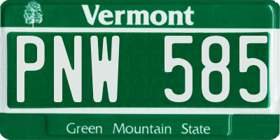 VT license plate PNW585