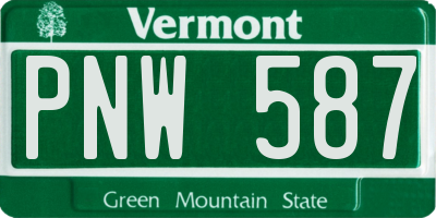 VT license plate PNW587