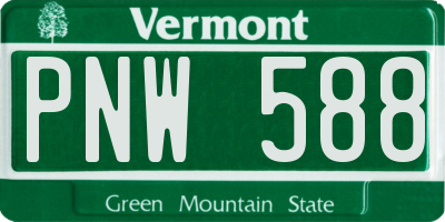 VT license plate PNW588